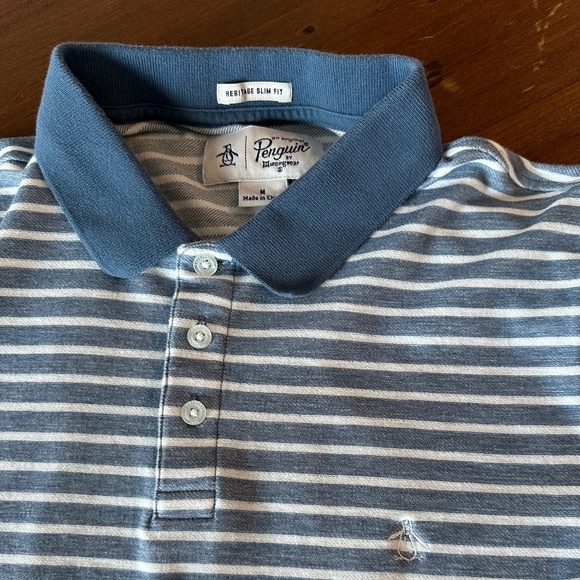 Original Penguin 3 button striped polo sz. M - Picture 2 of 3